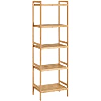 SONGMICS Estantería de bambú de 5 Niveles para baño- Cocina y Dormitorio- 45 x 31-5 x 142 cm- Natural BCB075N01